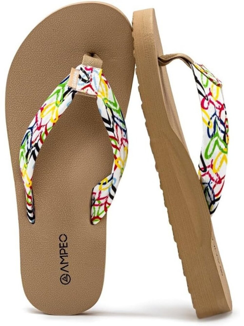 Women's Floral Heart White Comfortable Flip Flops Summer Beach Thong Sandals